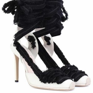 Altuzarra Lace-Up Canvas D'Orsay Wraparound Espadrille Off-White Pumps sz 38 1/2